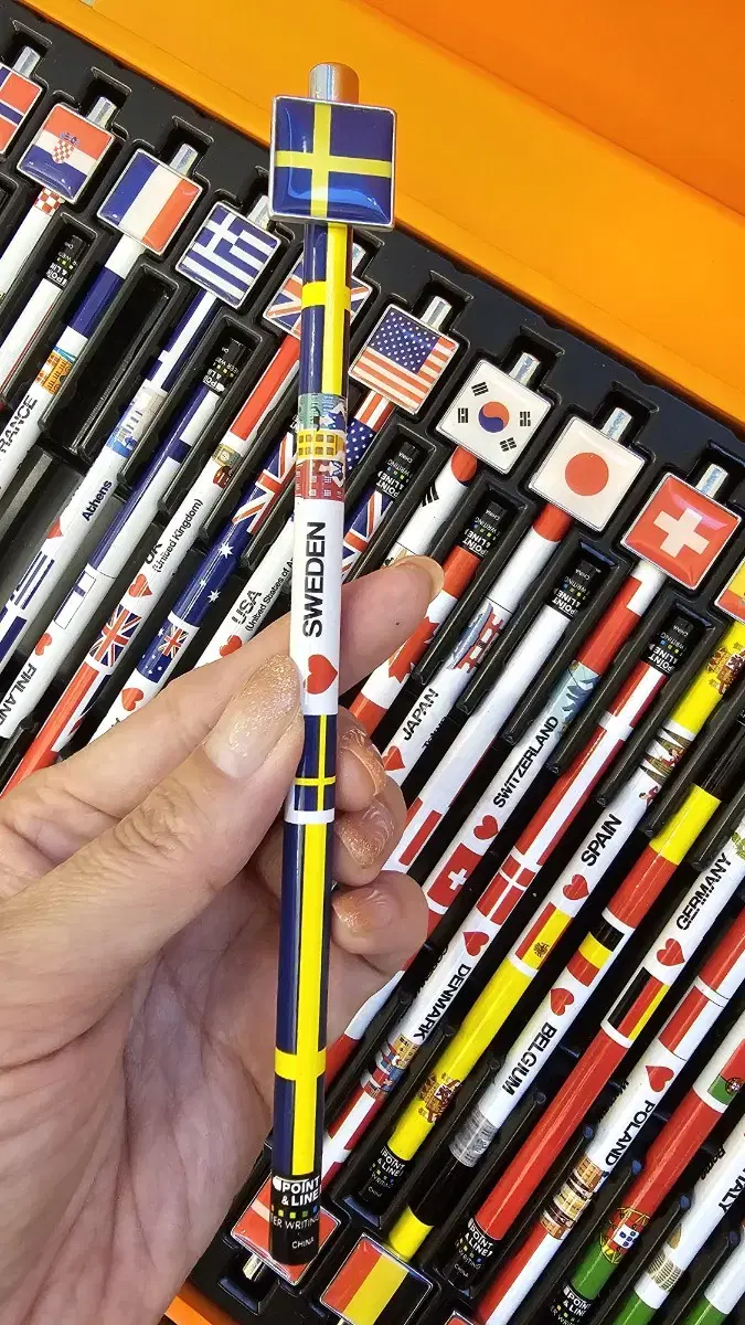 50-piece World Flags Pencil Set with Luxury Packaging