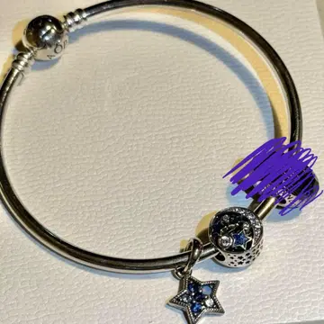 실버 별 모양 참 팔찌