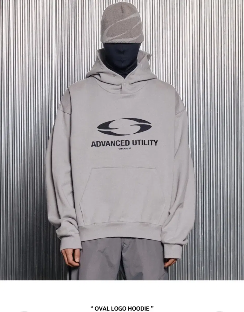 OVAL LOGO HOODIE [GREY]