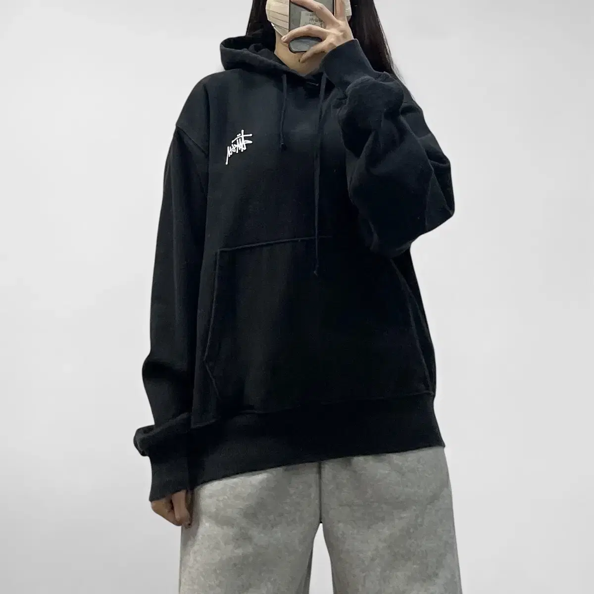 스투시 Stussy 베이직 로고 후드티 블랙