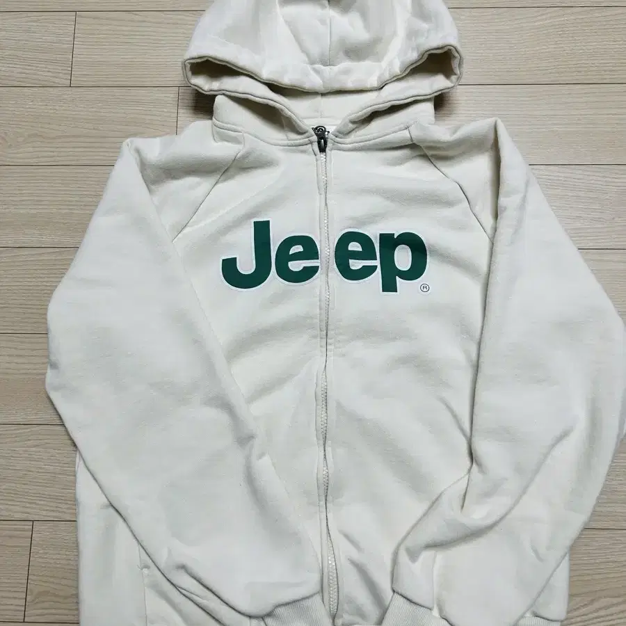 네고 가능) Jeep 지프 빅로고 후드 집업 아이보리 M