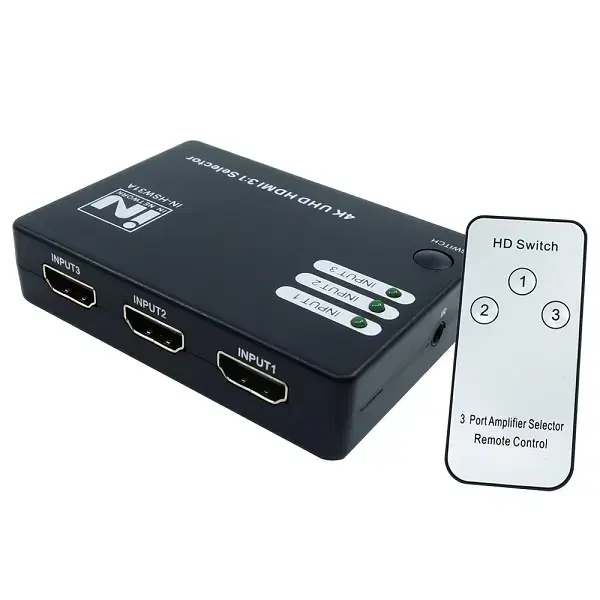 3입력 1출력 4K HDMI 모니터 선택기 리모컨포함