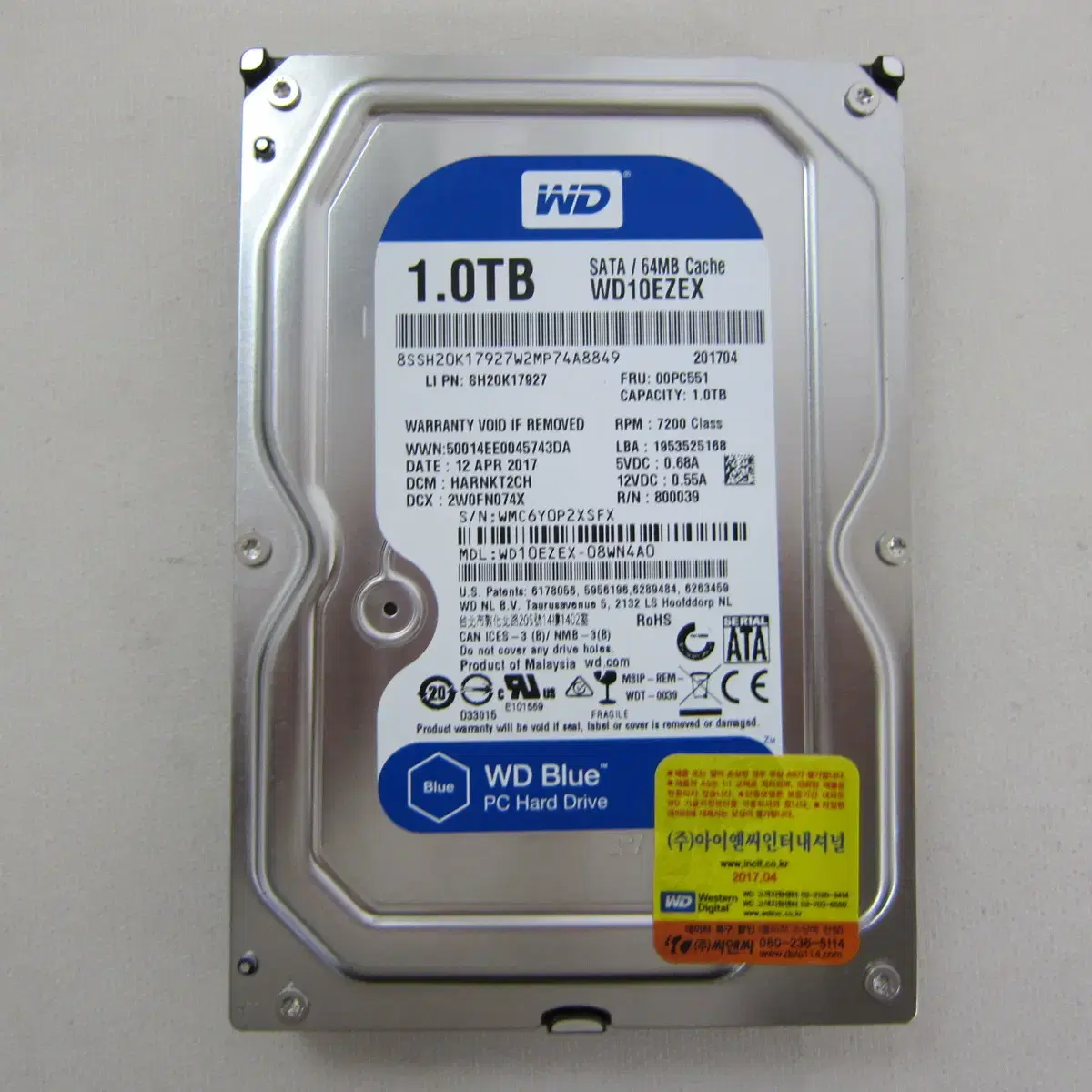 WD 하드디스크 Blue 7200/64M 1TB