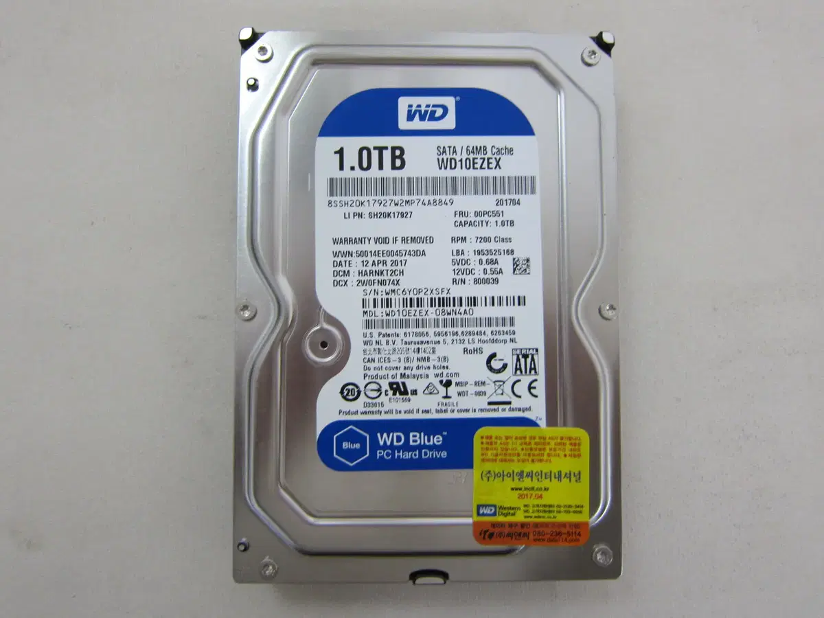 WD 하드디스크 Blue 7200/64M 1TB