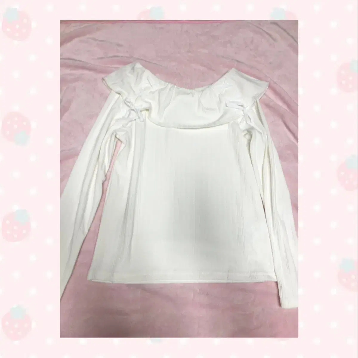 [School/Company] Vintage white ribbon off-shoulder stc pink jinri pink jinri yujin