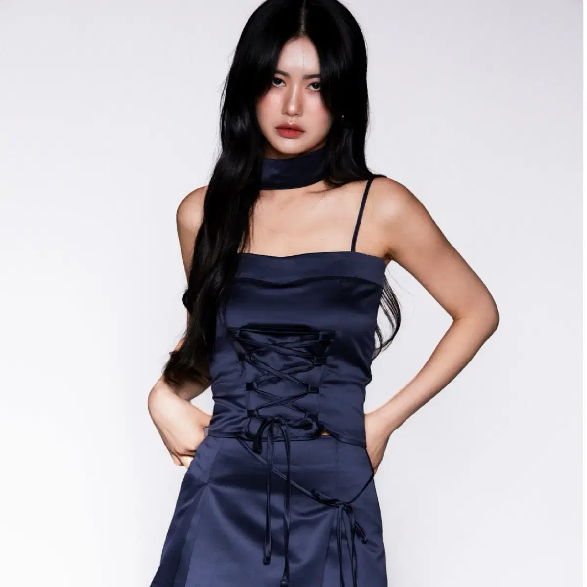 치카베네노 Satin Corset 네이비