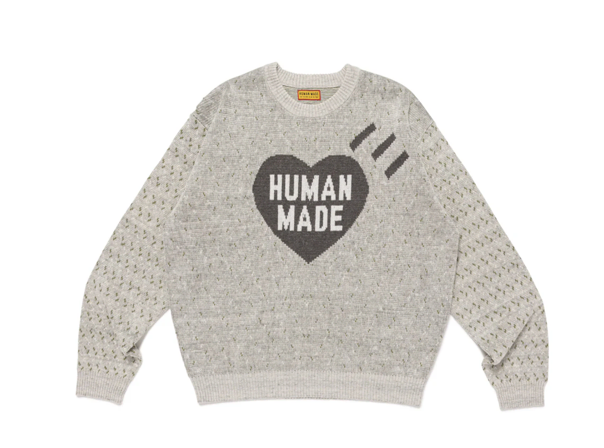 [L]휴먼메이드 그레이 하트니트스웨터 HEART KNIT SWEATER