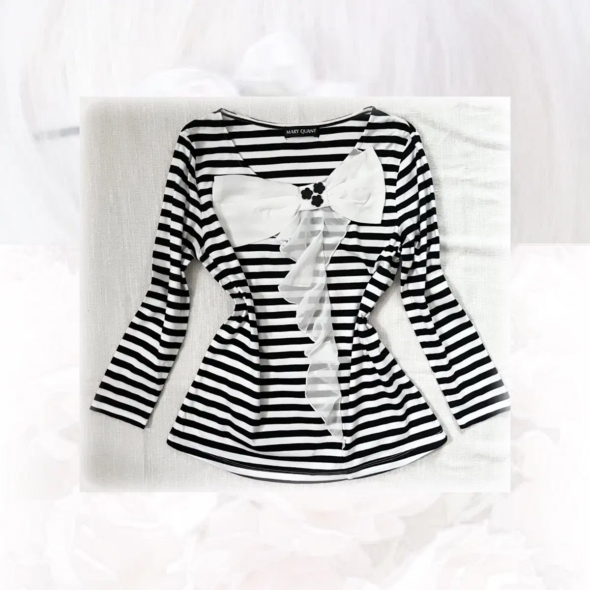 black&white stripe ribbon top