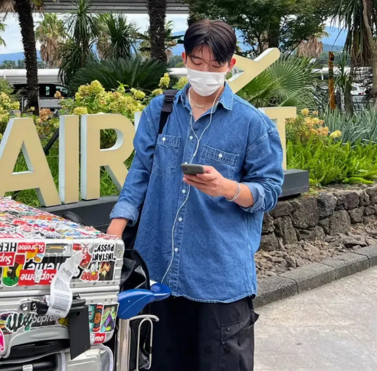 남자 오버핏 청남방 데님 셔츠