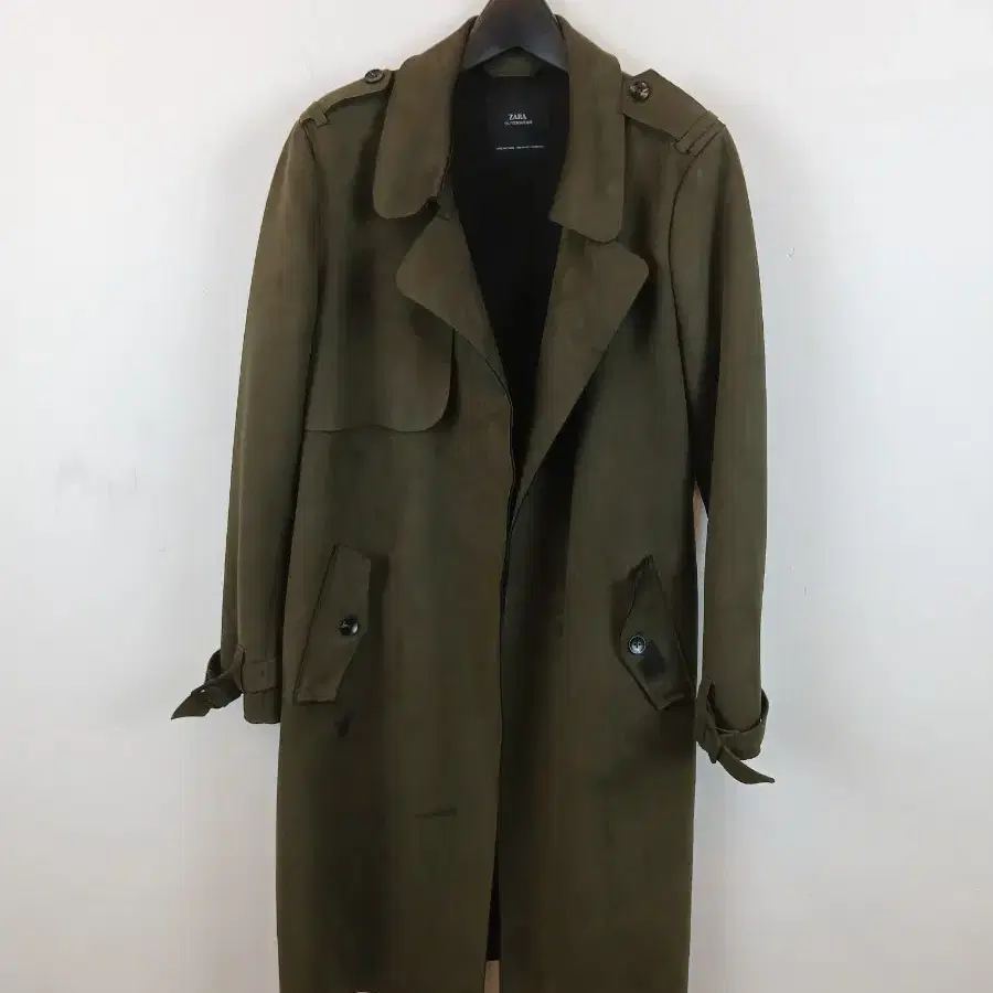 ZARA  OUTERWEAR 스웨이드 롱카키코트 S 55-66 새제품급