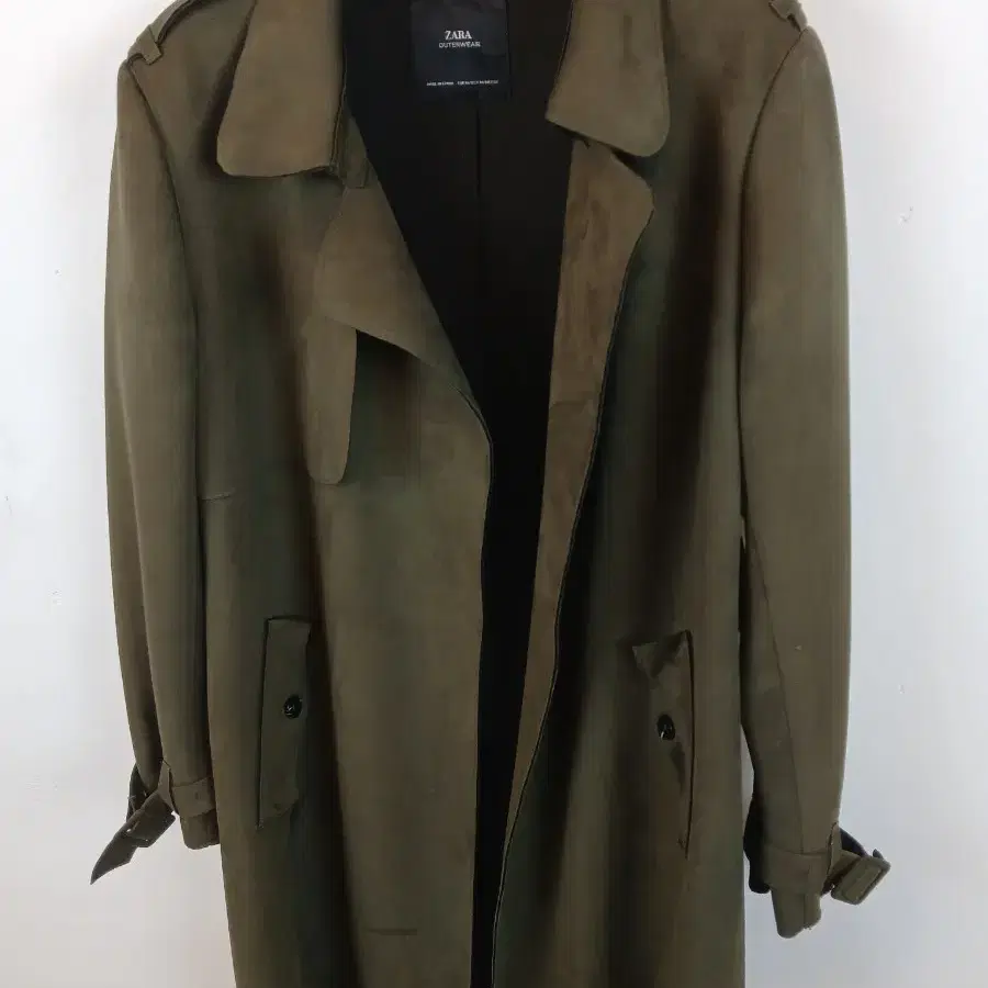 ZARA  OUTERWEAR 스웨이드 롱카키코트 S 55-66 새제품급