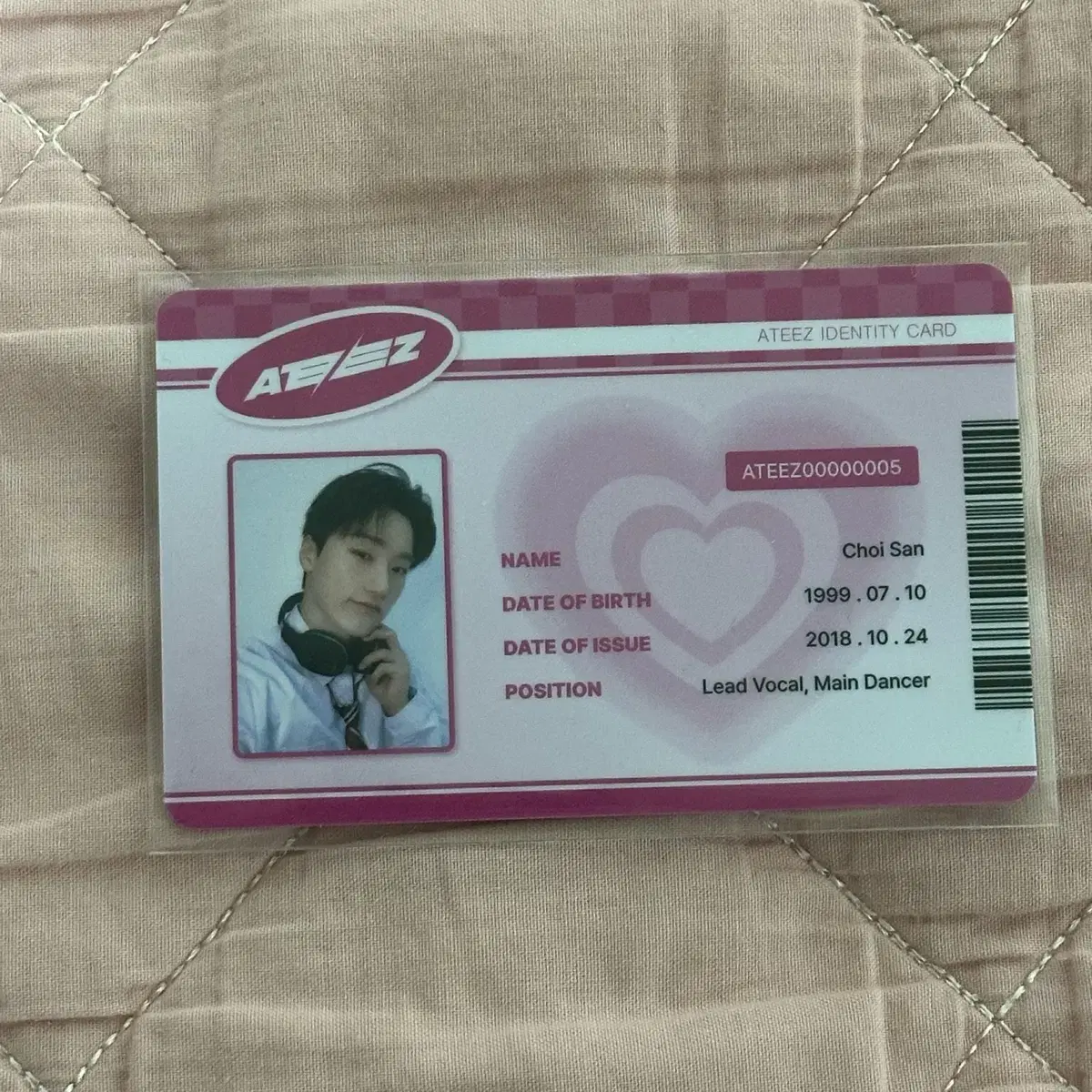 에이티즈 미니레코드 최산 하이틴 pvc