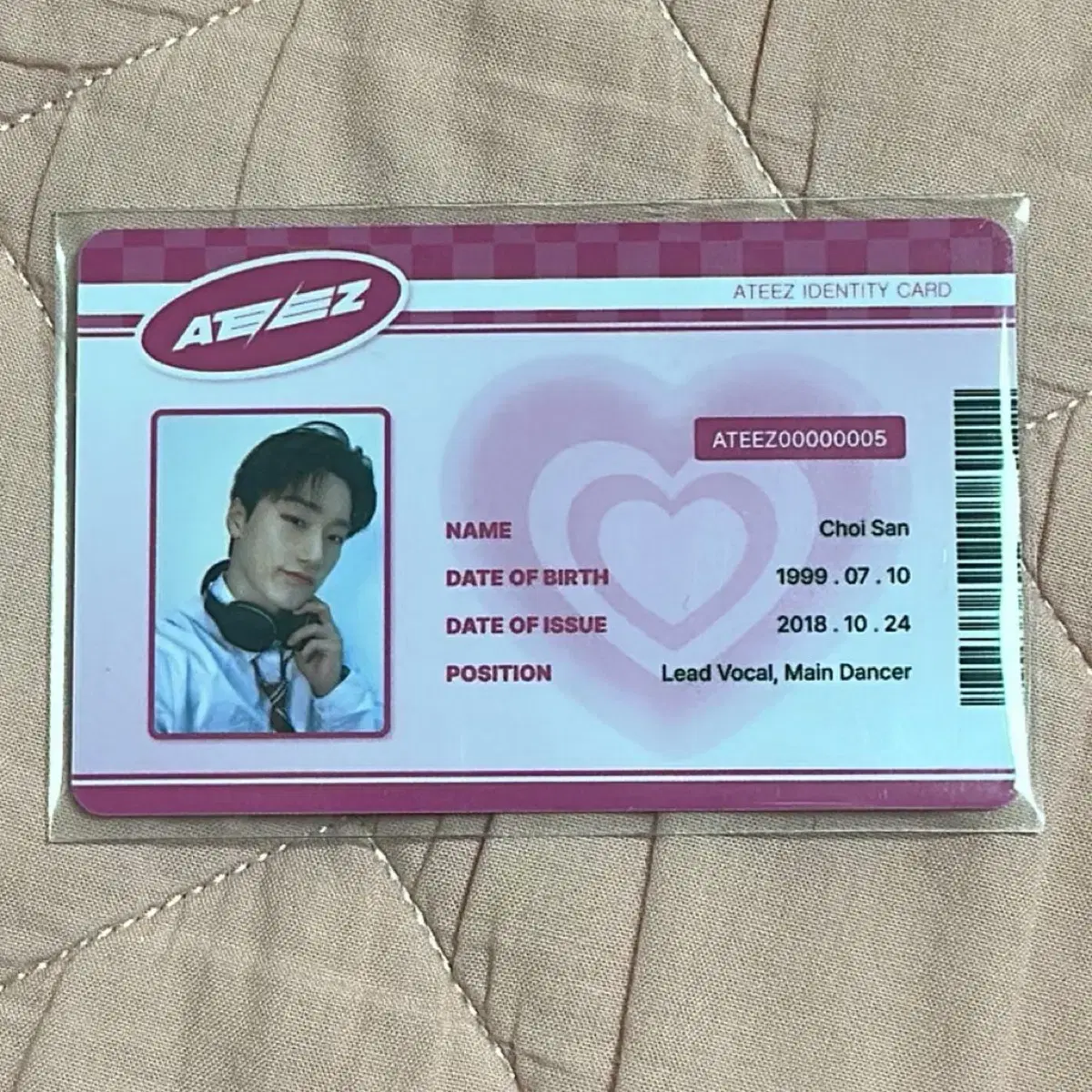 에이티즈 미니레코드 최산 하이틴 pvc