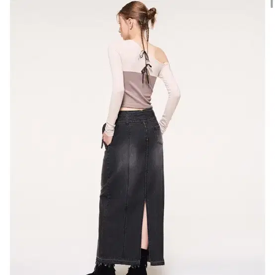 에트몽 Wide Belt Long Denim Skirt 롱데님스커트