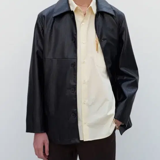 label archive faux leather jacket