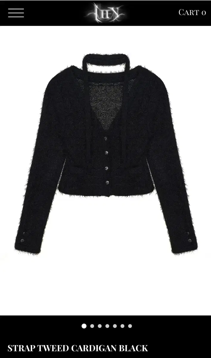 LEEY STRAP TWEED CARDIGAN BLACK