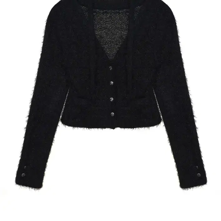 LEEY STRAP TWEED CARDIGAN BLACK