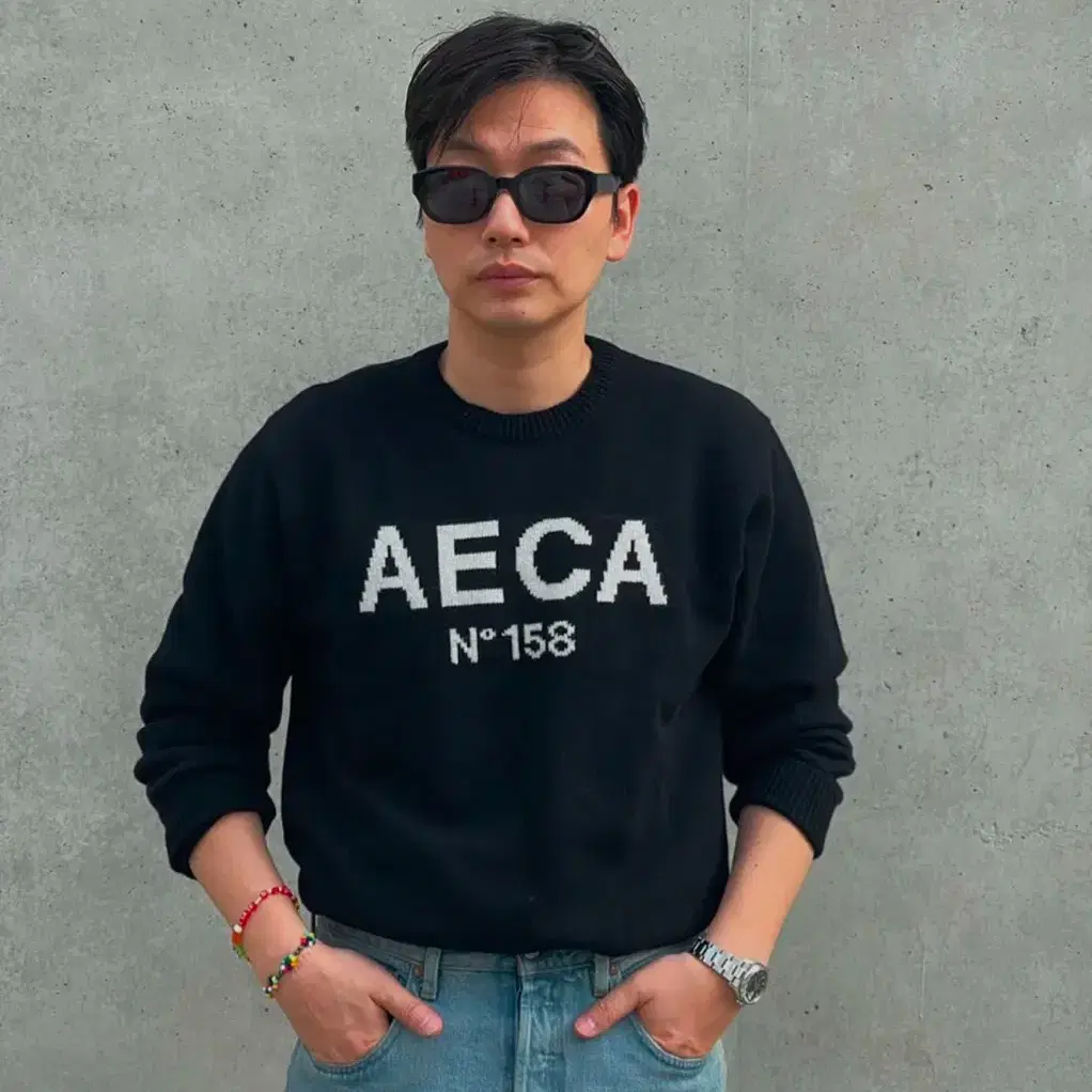 AECA BIG LOGO WOOL KNIT-BLACK