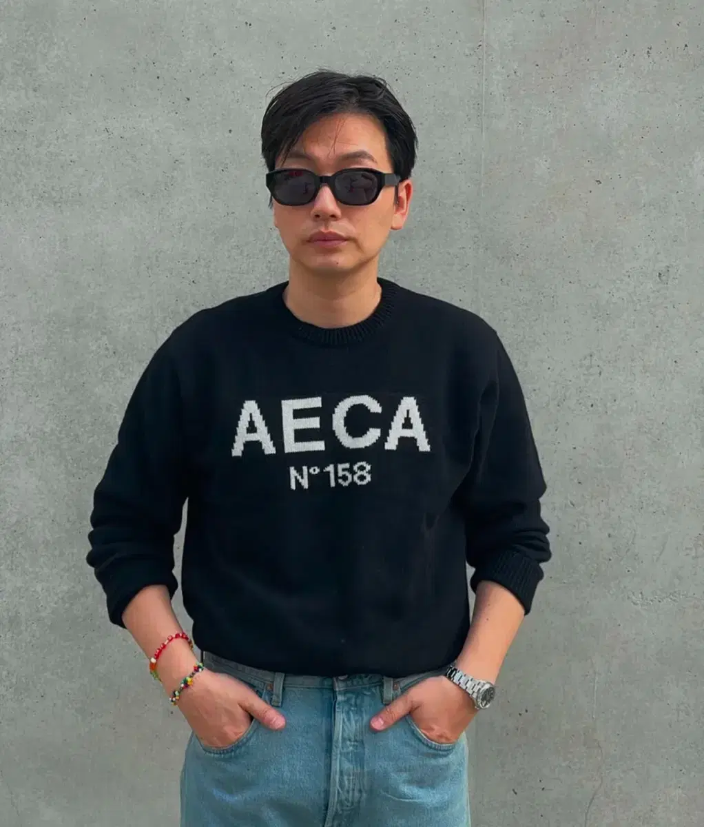 AECA BIG LOGO WOOL KNIT-BLACK