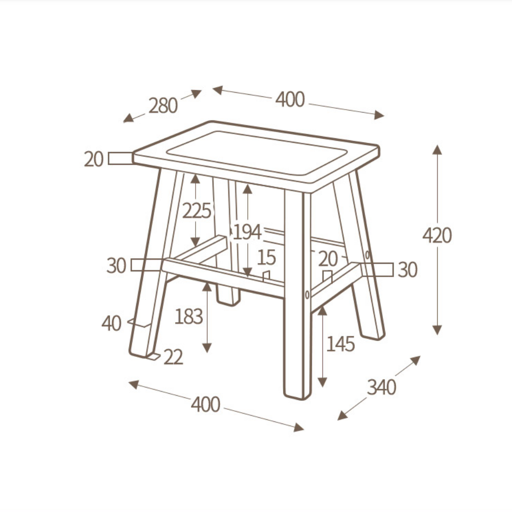 인테리어가구 순수 원목 사각 스툴