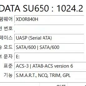 ADATA 2.5 SU650 1TB 외장 SSD(ORICO 케이스)