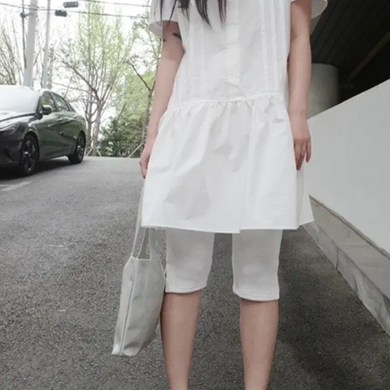 애프터먼데이 short sleeve midi ops (white)