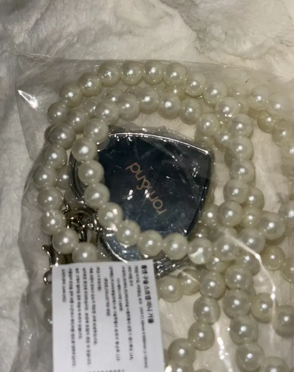 Rom & Mirror Bead Mini Strap Pearl