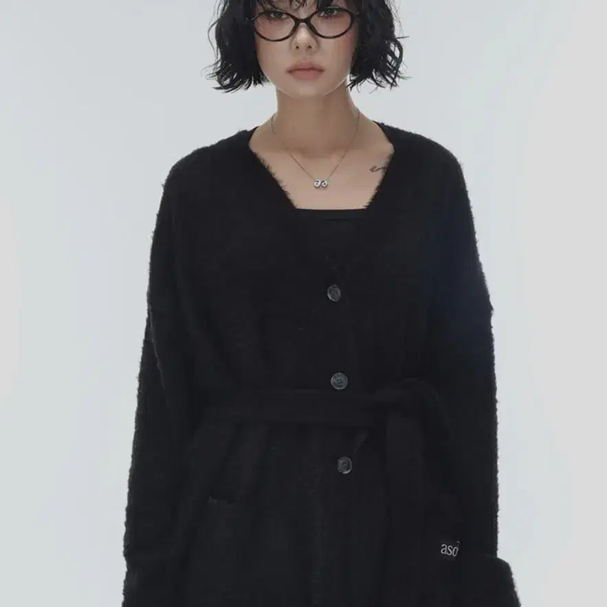 구해요)) 애즈온 LUCA TIE CARDIGAN / BLACK