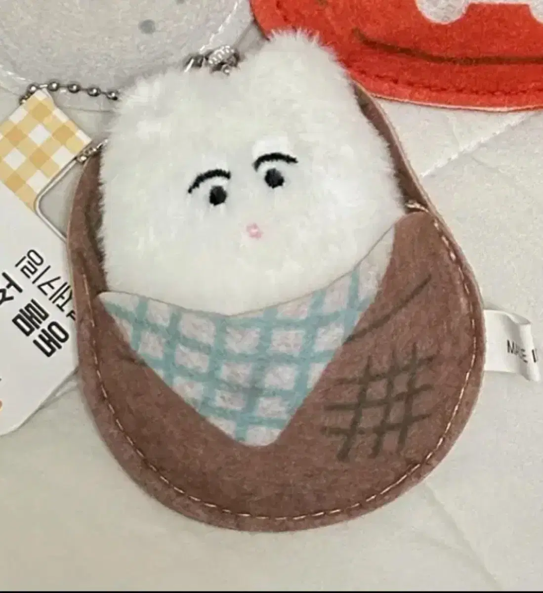 동물 쏘옥 봉제키링 흰둥이 2