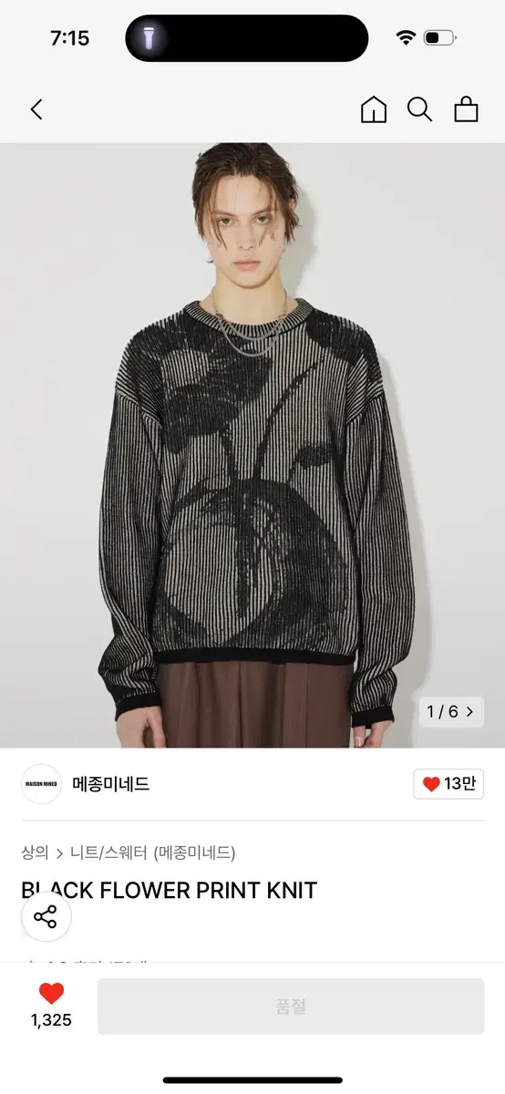 black flower print knit 메종미네드 니트