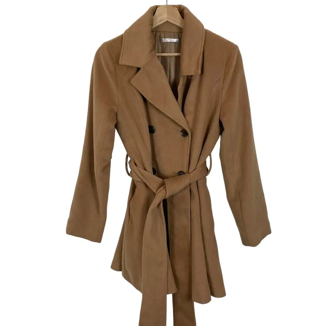 JPN Brown Belted Poly Midi Double-Coat ONEPIECE