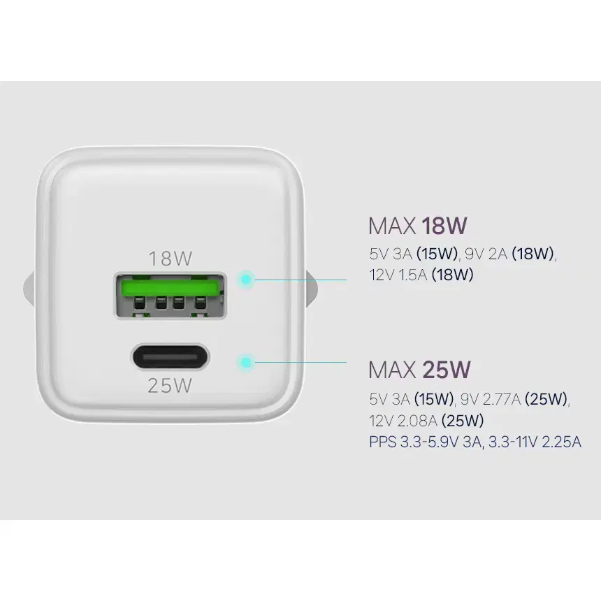 25W C타입:1포트/A타입:1포트 고속 스마트폰 멀티 충전기
