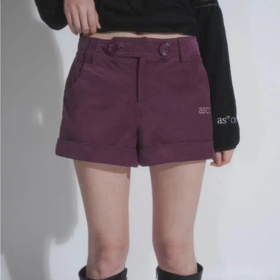 애즈온 COOKIE BUTTON CORDUROY PANTS / PURPL