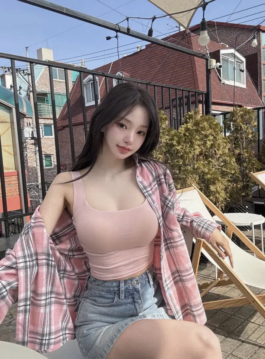 카인다미 옆가슴 볼륨 스퀘어넥 캡나시 핑크