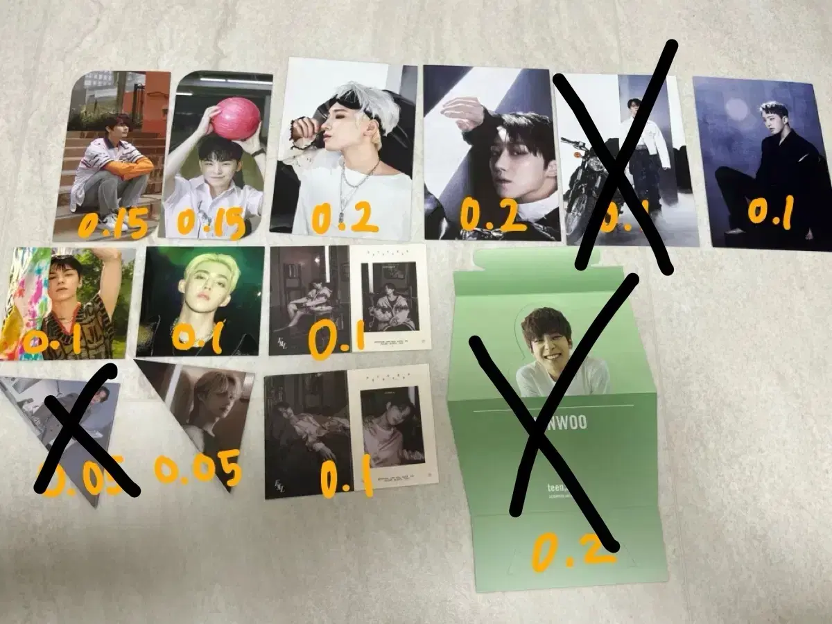 세븐틴 공식 앨범구성품 스티커 포카 엽서 원우 민규 에스쿱스 정한 조슈아