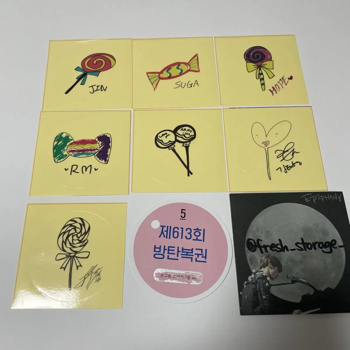 방탄소년단 윙즈 봄날 공방 역조공 손그림 스티커 BTS 포카 정국 석진