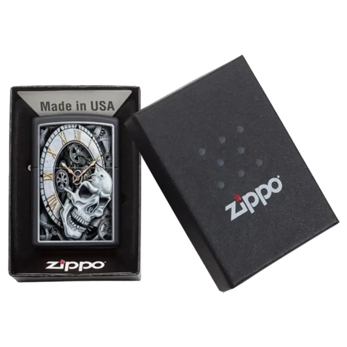 ZIPPO 라이터 지포라이터 SKULL CLOCK DESIGN