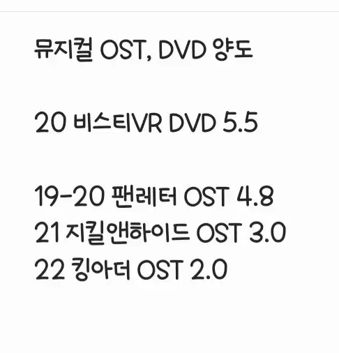 뮤지컬 DVD, OST 양도