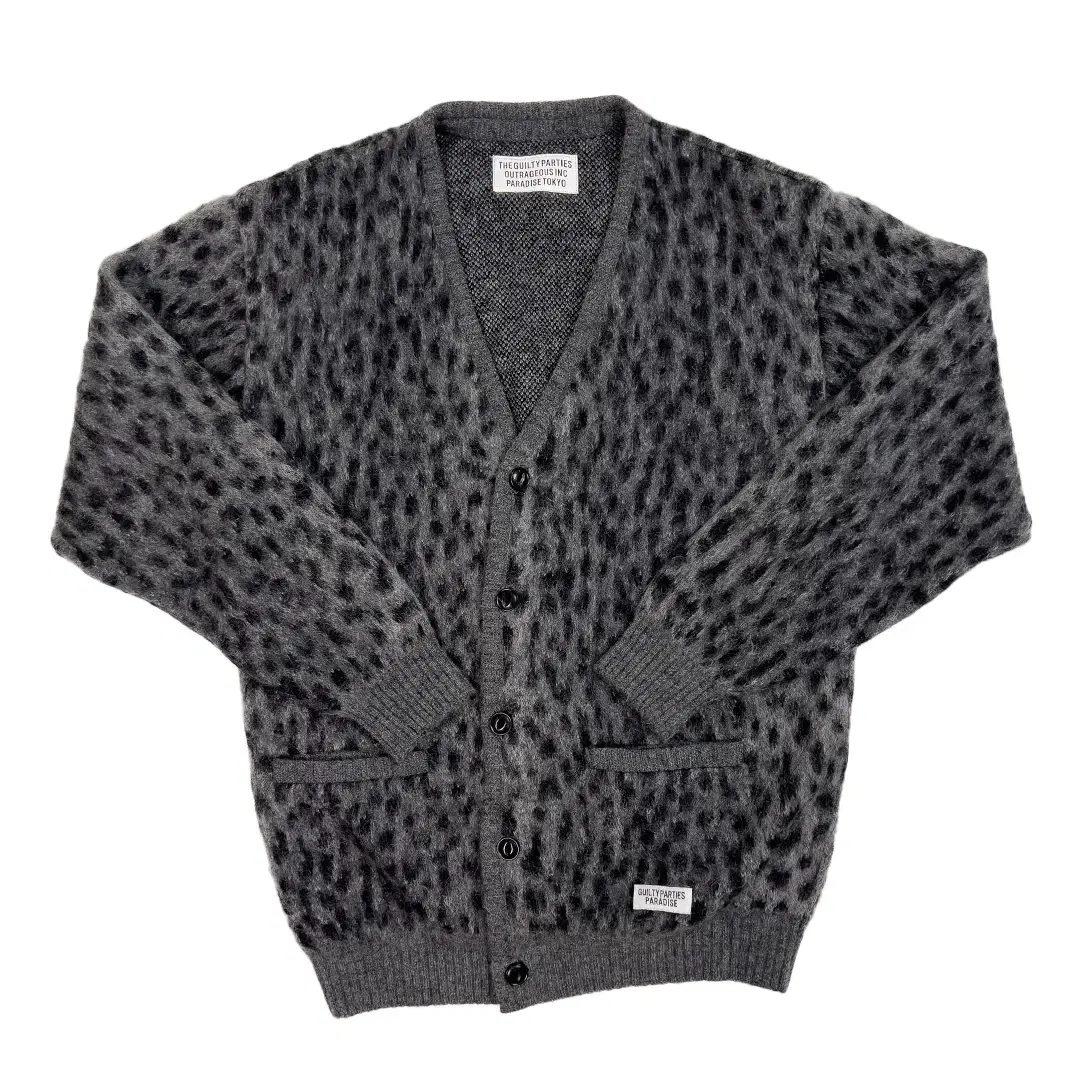 WACKO MARIA LEOPARD MOHAIR CARDIGAN GRAY