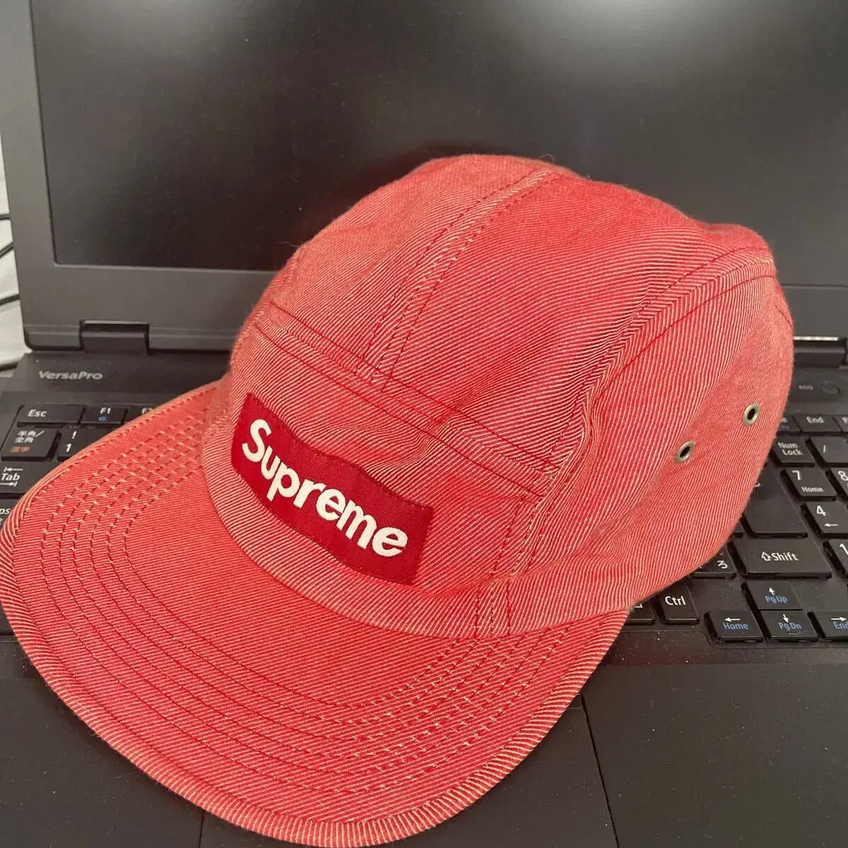 Rare SUPREME Denim Camp Cap Red 18SS