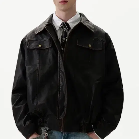 Retro Damaged Leather Jacket