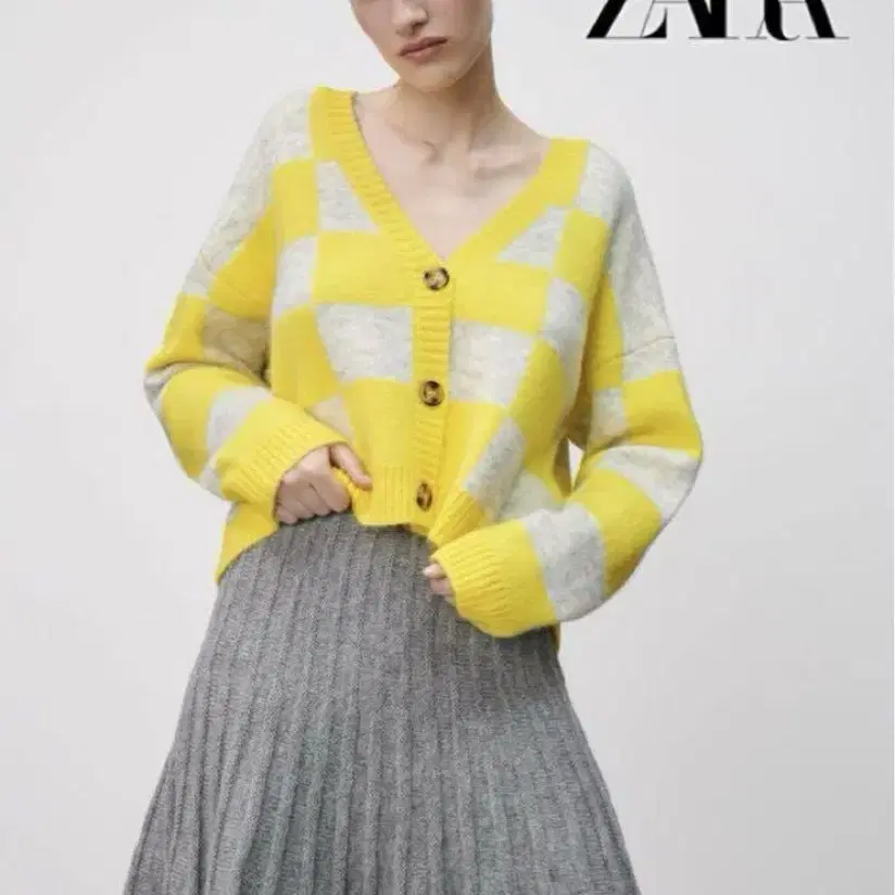 zara 자라 체크 니트 가디건 S