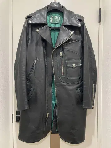 IKIYA 별주 Y2leather 롱 라이더 재킷