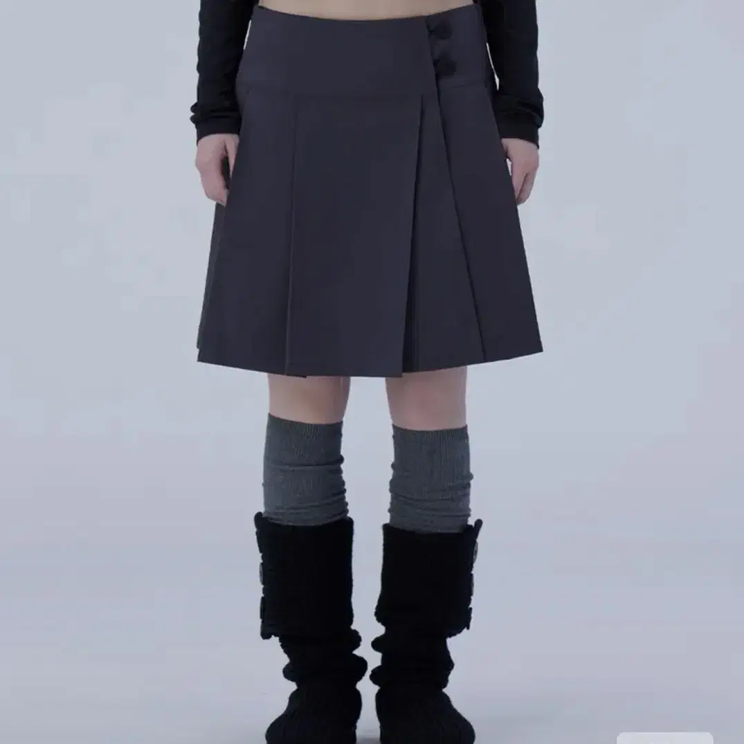 미세키 서울 미디 랩스커트 midi wrap skirt 차콜 2사이즈