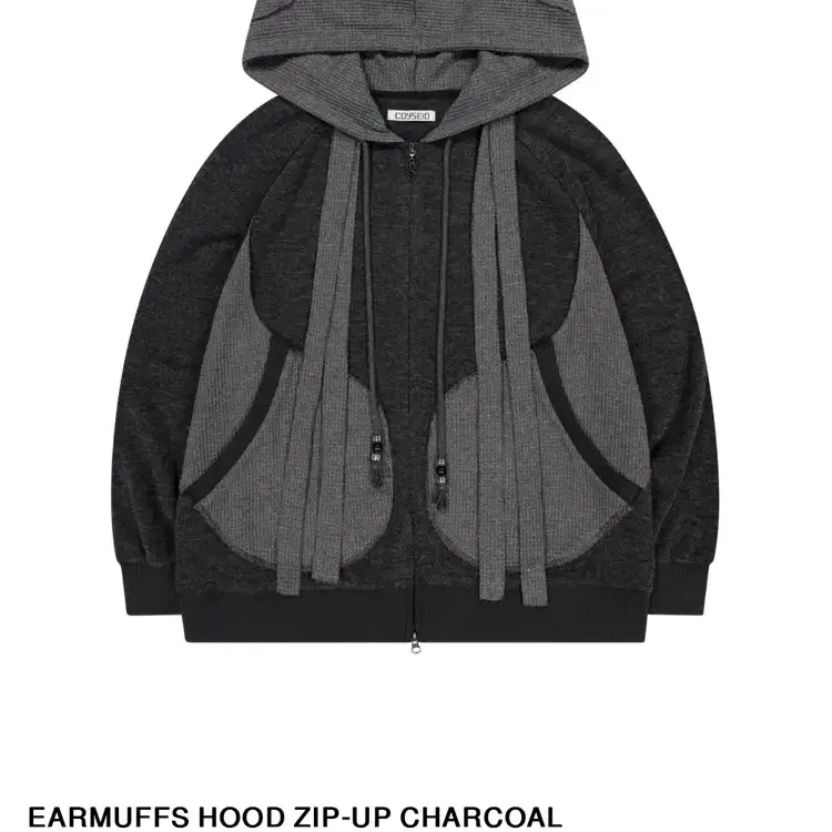 EARMUFFS HOOD ZIP-UP CHARCOAL - coyseio