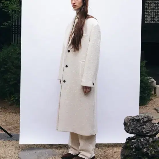 Rrace 레이스 single-breasted boucle coat