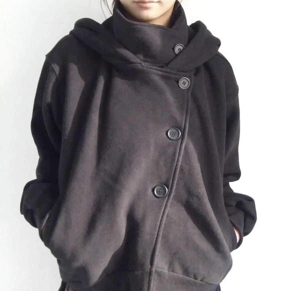 Oshigh 오스하이 High Neck Hood Zip Up Black