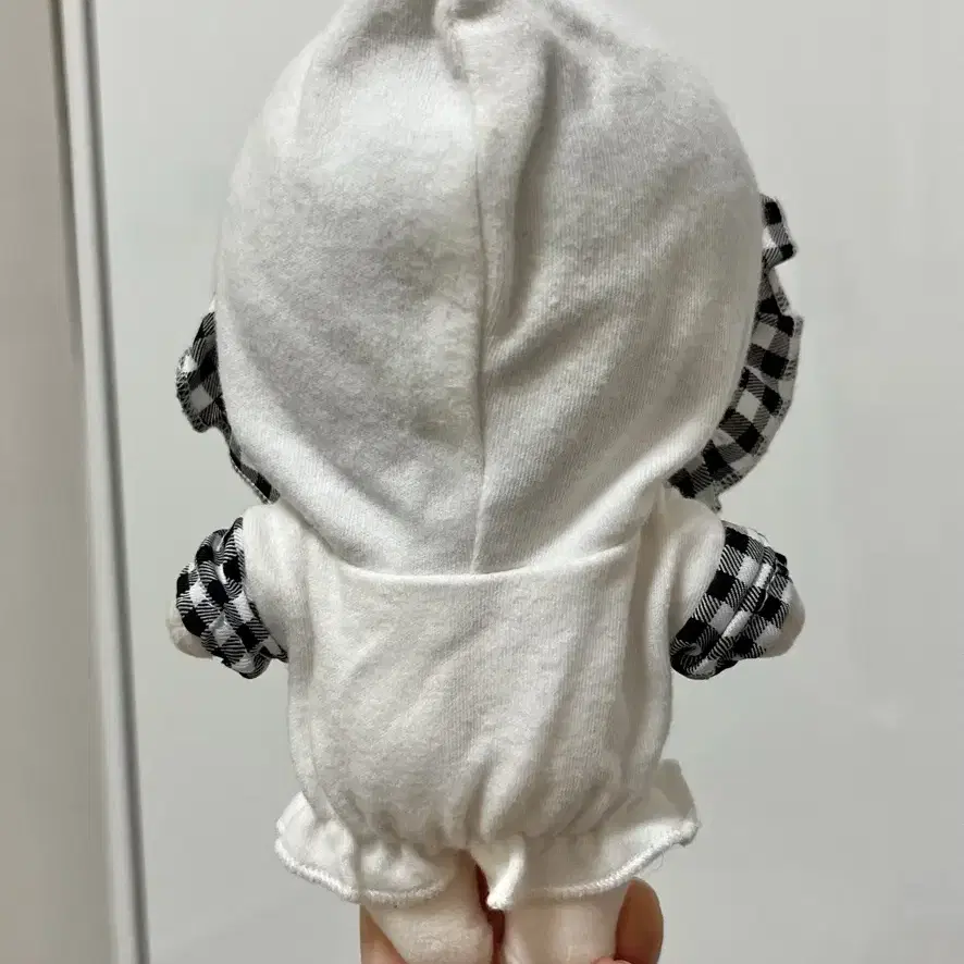 15cm 인형옷 체크 흰색 후드티