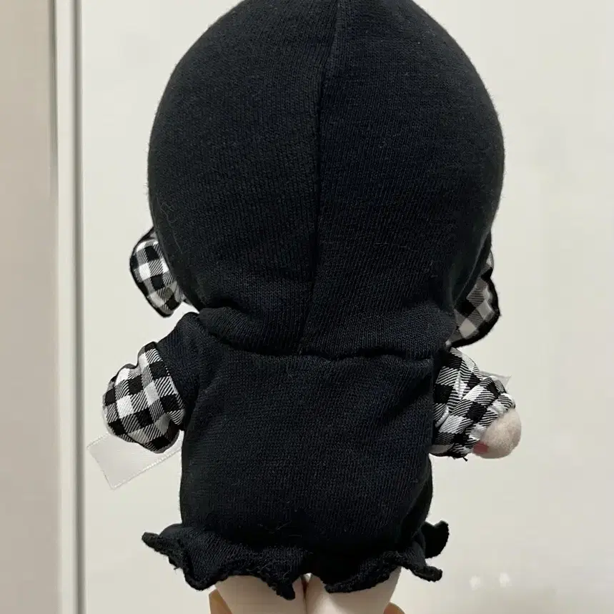 15cm 인형옷 체크 검은색 후드티