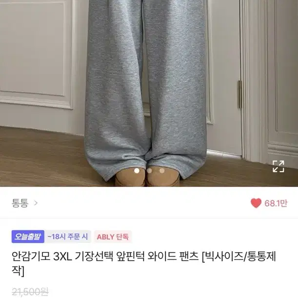 기모안감 앞핀턱 와이드 팬츠